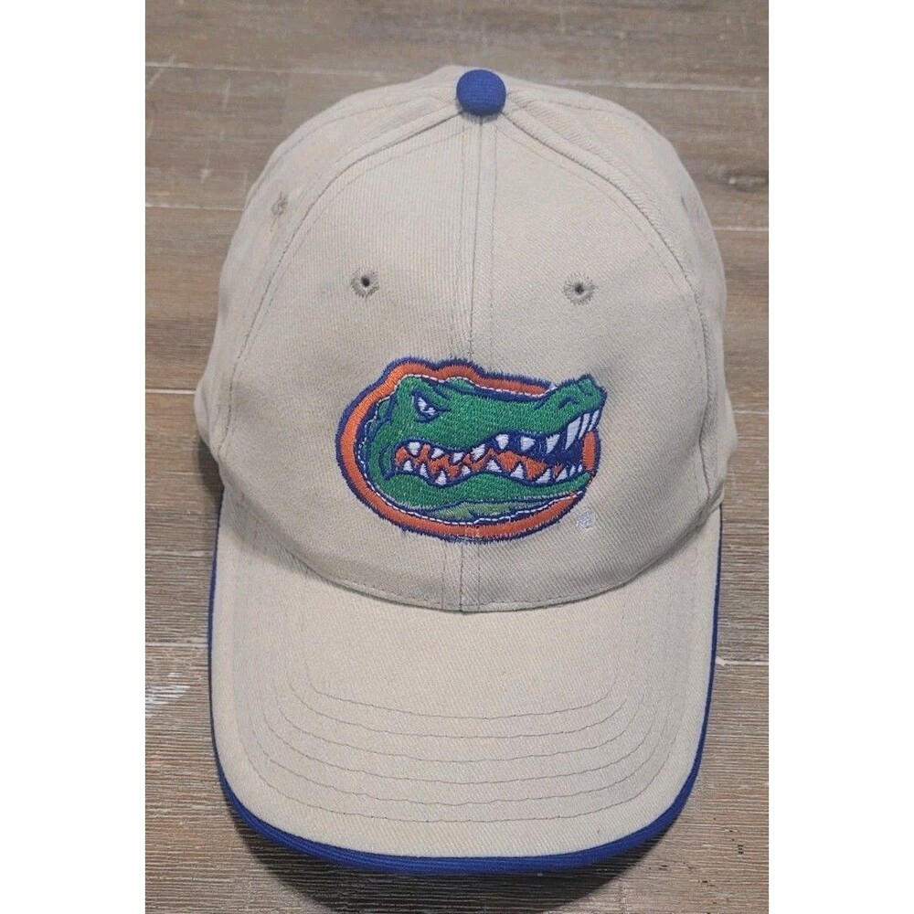 UF Florida Gators Hat Spike Sports Vintage Beige Tan And Blue NCAA Adjust Strap
